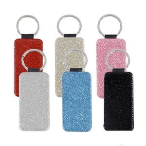 Keychains & Lanyards 6 Colors Heat Transfer Leather Keychain Shine Sublimation Blank Pendant Lage Decoration Key Ring Diy Gift Drop D Dhf9E