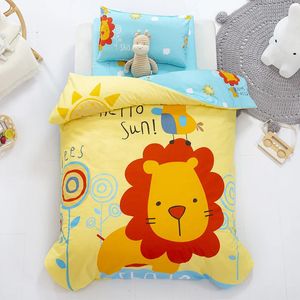 3pcs desenho animado Kit de linho de cible de algodão Baby Princess Bedding Conjunto inclui capa de edredom na folha de travesseiro sem enchimento 240528