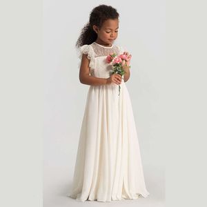 Hetiso Chiffon Flower Girl Dresses Hollow Lace Kids Weddings Performan