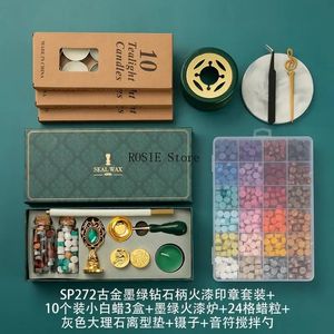 Wax Seal Stamp Set Lacquered Stamp Sealing Wax Kit DIY Craft Supplies Scrapbooking Christmas Wedding Invitation Decoration 240517