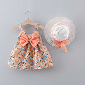 Abiti per ragazze 2 pezzi/set abito di moda estivo per bambina con bretelle floreali abbigliamento anziano per bambini senza maniche da 0 a 3 anni H240527 P731