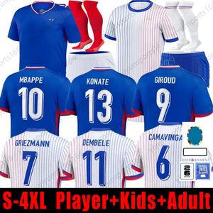 24 25 Fransız Kulübü Tam Setler 2024 Benzema Futbol Formaları Giroud Mbappe Griezmann Saliba Pavard Kante Maillot de Foot Kids Kit Futbol Gömlek