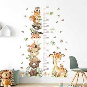 Wall Decor Large Cartoon Animal Height Measurement Wall Stickers for Childrens Room Kids Room Bedroom Wall Decor Height Ruler Meter Decals d240528