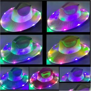 Imprezy Hats LED Colorf Light Up Neon Neon Blowly Space Hat Hat Holograficzny impreza fluorescencyjna Drop dostawa hom homafor dhuq3