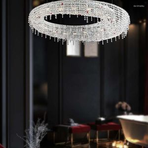 Taklampor italiensk hall kristalllampa i vardagsrummet high-end ring enkel modern atmosfär ljus lyxrestaurang 2024 ljuskrona