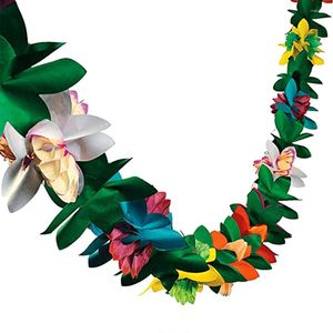 Decorative Flowers Hawaiian Tropical Paper Flower Garland Banner Summer Beach Luau Party Decor