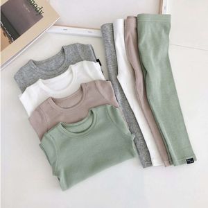 Bebês conjuntos de algodão garotos de roupas de dormir terno de outono meninas pamas de manga longa pijamas tops+calças 2pcs roupas infantis l2405