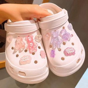 12st Glitter Love Bear Novely Sweet Hole Shoes Charms PVC Shoe Decorations Sneakers Tistrar Tillbehör Kid Girl Gift 240517