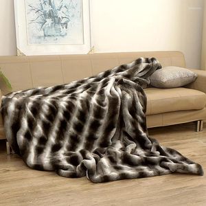 Одеяла в американском стиле искусственный мех прикроватное одеяло Большой размер серой полосатый
