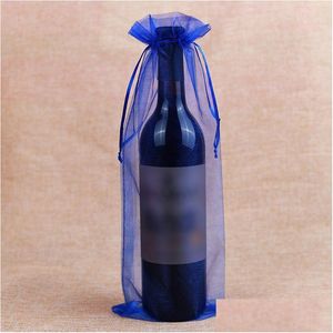 その他のお祝いのパーティー用品15x37cm DSTRING WINE YARNバッグ