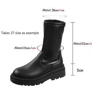 Boots Street Style Over The Knee Boot Winter Sexy Women Pu Leather Chelsea Long Lady Shoes Punk Black Platform Flat Heel H240527 2LBI