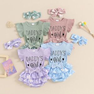 Set di abbigliamento Mubineo Born Basby Clothes Chic Daddys estivo Daddys Girl Outfit Ruffle Floral Shorts Headband Fashion 3pcs Father Day