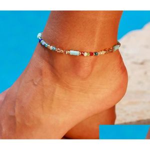 Fußkettchen Farbkristallperle für Frauen Böhmenz Charme Ankettchenarmband Sommersandal -Knöchelkette Strand Fuß Schmuck Dolpie DH2WE DH2WE