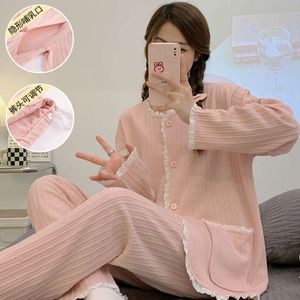 L-3XL Große neue schwangere Frauen stillt Pamas Set Baumwolleinschluss Kleidung Pijamas Herbst Stillanzug Stillanzug