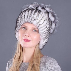 HT3268 Hochwertiger echter Pelzhut dicke warme Winterhüte für Frauen Mütze Hut Damen Fell Ski -Ohrklappschädel Schädel Mützen 277J