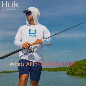 Huk Fishing Hood Fishing Shirts Summer Lengeveve TシャツUPF 50フィッシュシャツ日焼け止め釣り釣りアパレル240520