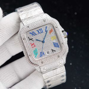 2022腕時計腕時計ダイヤモンドメンズウォッチ自動メカニカルウォッチ40mmを備えたダイヤモンド散布されたスチールブレスレットVVS1 GIA WRISTWATC 259E