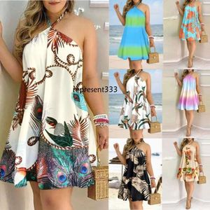 dresses 2023 Summer Off Shoulder Neck Lace Up Loose Women's Dress