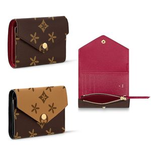 Man Women Wallets Coin Pulsol Designer Designer in pelle Fiore marrone Victorine Wormet di alta qualità Card Card Card Card Chain Pulses Key Cash Regalo