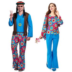 Umorden per adulti retrò anni '60 anni '70 hippie love pace costume cosplay women uomini coppie halloween purim festa costumi eleganti abiti da fantasia 194z