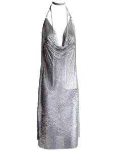 Vestido de festas femininas Clube Sexy Kendall Jenner Vestidos Diamond Halter Silver Elegant Deep V Backles 2205062966154