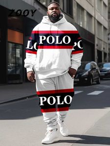 Men's Sweaters ZOOY (L-9XL) Mens Plus Size Fun Color Block Casual Personality Trend Street Graffiti Fashion Long Sleeve Sports Hoodie Set Q240527