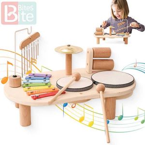 Baby Music Sound Toys Baby education toy wooden wind chime Montessori childrens music toy xylophone newborn birthday gift music table toy S2452011