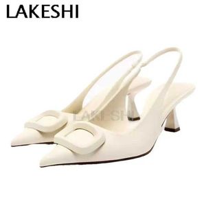 Платье обуви Lakesshi Sexy Slingback Designer Brand High Heels Woman Pumps Уочеечные пальцы квадратный каблук Сандалии Сандалии Офис Ladies H240527 9UVZ