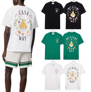 2024SSカサブランマンTシャツPololuxury Clothing Street Shorts Sleeve Clothes Casablanc-S Tshirts幾何学的なプリントカジュアルデザイナーTシャツメンズTシャツshirt