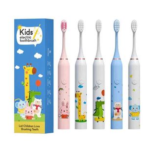 Zahnbürsten Kinder elektrische Zahnbürstenzähne Reinigung mit Ersatzpinsel Köpfe Sonic Tooth Pinsel Cartoon Kinder weiche Borsten Q240528