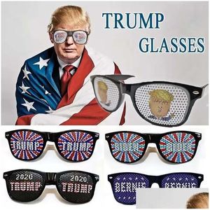 Andra evenemangspartiförsörjningar President Donald Trump Funny Glasses Festival USA Flag Patriotic Solglasögon Gåvor Drop Leverans Home GA DHQ3X