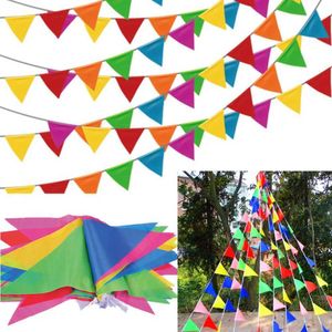 Banners Streamers Confetti Party Outdoor Colorful Decor Multicolored Pennant 100M Triangle Flags Bunting Banner d240528