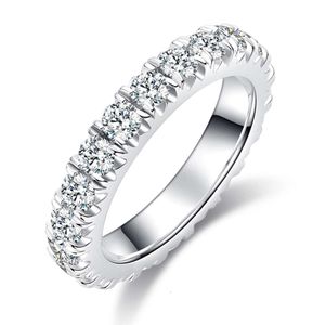 De Dazzling Stylish Fine Jewelry Chic Fashion SterlingSier D Color Full MoissaniteClusted Tennis Ring