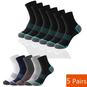 Herrensocken 5 Paare Herren Socken laufende Socken lockere Sportsocken männliche Baumwollsocken Schwarze Run Socken Männer Großgröße 38-45 Y240528