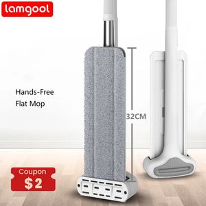 Lamgool Squeeze mop magiczne płaskie ręce bez prania leniwe mopy do czyszczenia podłogi domowej narzędzia do czyszczenia gospodarstw domowych z wymienionymi podkładkami 240527