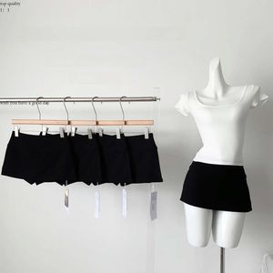 Designer Women Summer Shorts Super Proportion Half Skirt For Women In Summer, Black Short Style With Long Legs, Elastic, Sweet And Spicy Half Skirt 270