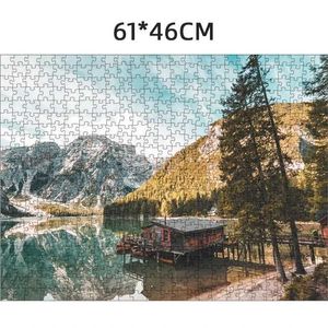 Puzzles 61*46cm Adult Jigs Puzzle 500 Pieces Traveling in a Calm Lake Stress Relief Entertainment Toys Paper Puzzles Christmas Gift