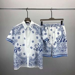 2024 Ssummer New Hawaiian Set Mens Printing Short Sleeve Summer Casual Floral Shirt Shorts Beach Tvådel män