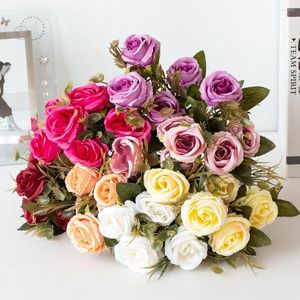 Dekorativa blommor 36 cm vintage Seattle Rose Artificial Silk Flower Heads Scrapbooking Home Wedding Birthday Decoration Fake Fake