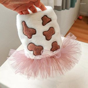 Dog Apparel Pet Clothing Puppy Cat Autumn Winter Thick Milk Cow Print Couple Cotton Dress Vest Lovers XS XL Chihuahua Pugs