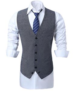 Blue Vintage Tweed Vest Herringbone Striped Men Wedding Waistcoat Vest Slim Fit Sleeveless Business Office Gilet Homme Custom6488464