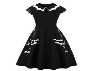 Halloween 5XL 4XL Plus Size Bat Embroidery Dress Women Punk Party Dresses Bowknot Self Gothic Dress Clothing Swing Vestidos Y190121313272