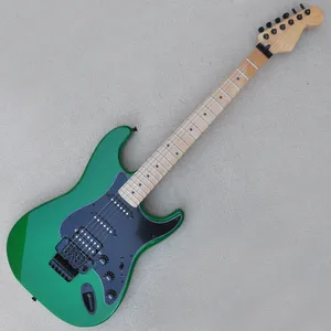 Green Floyd Rose Electric Guitar con pickup ssh acero tastiera 22 tasti Black Pickguard può essere personalizzato