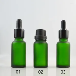 Storage Bottles 20ml Empty Frosted Green Glass Bottle Dropper 2/3oz Essential Oil Container F20241689