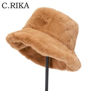New Faux Fur Winter Bucket Hat Women Outdoor Thick Warm Solid Fisherman Hat Panama Female Girls Fashion Travel Basin Cap Bob 277W