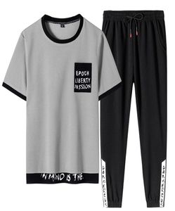 Plus Size Summer Men Tshirt Set 2 Piece Short Sleeved Sportswear Tracksuit Men Casual Jogger Sweat Suits 6xl 7xl 8xl 2103305757704