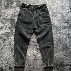 Jeans cotone cotone pesante denim nero per uomo autunno inverno pantaloni dritti affusolati y2k giovani maschio cittadino streetwear