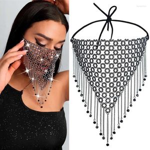 Party Supplies Elegant Tassel Metal Diamond Chain Veil Face Mask Jewelry Women Wedding Masquerade Masks Cover Belly Dance Accessory