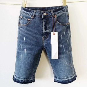 Mäns jeans av hög kvalitet lila roca märke jeans överdimensionerade löst passande jeans avslappnade grundläggande denim shorts reparera låg startpris tätt jeans J240527