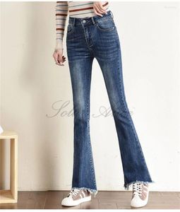 Frauen Jeans Frauen 2024 Frühlings- und Herbst-Mikroflüsse All-Match Slim Straighthose